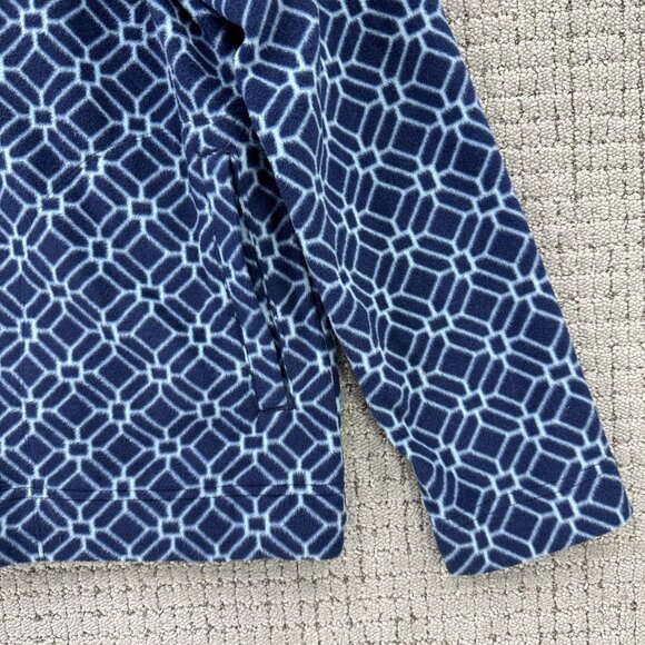 Croft & Barrow Jacket Womens Size Medium Blue Fleece Zip Up Geometric Pockets - Picture 3 of 9